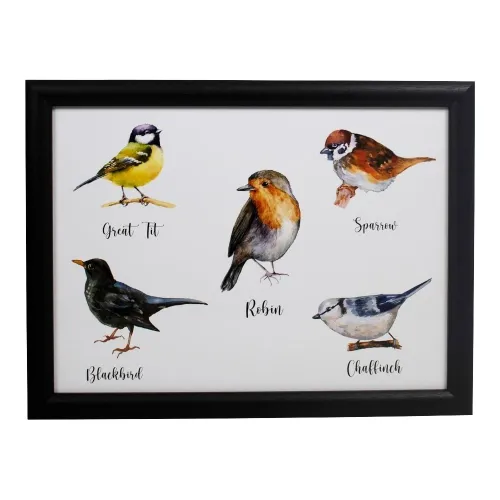 Knie dienblad met kussen eronder Tuinvogels